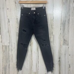 WE THE FREE Jeans Womens 25 Black Distressed Ripped Frayed Edgy‎ Casual